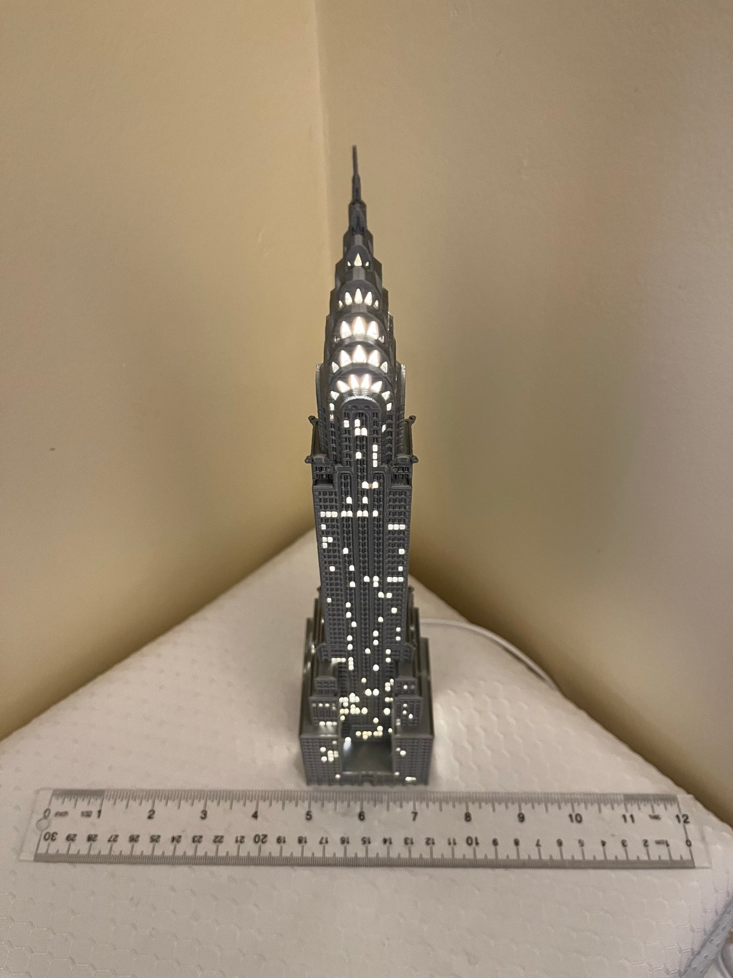 Chrysler Building Light Up Model Small- 3D Printed